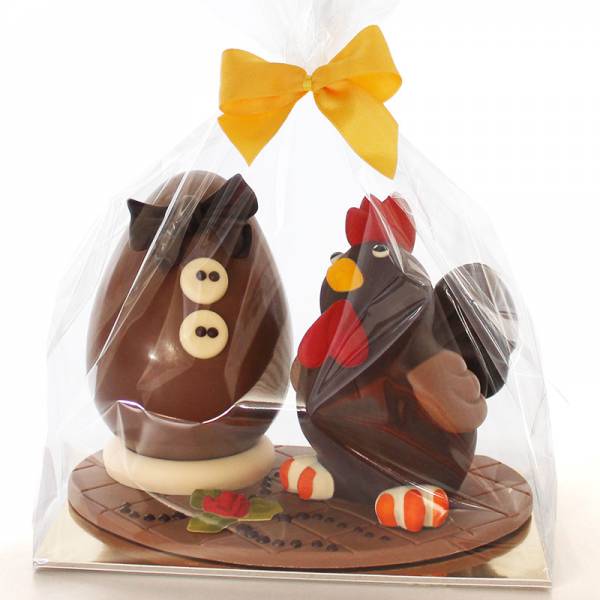 Composizione di cioccolato "Gallo e Uovo di Pasqua" - Uova di Pasqua