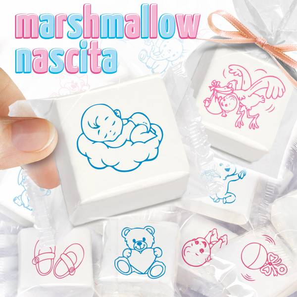 Marshmallow con scenette nascita e battesimo - cm 4,5X4,5 - Fuori catalogo