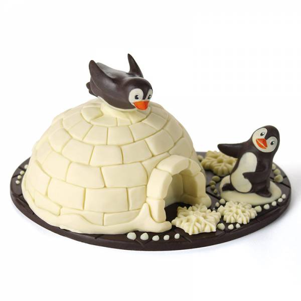 Igloo di cioccolato con coppia pinguini - Cioccolato di Natale